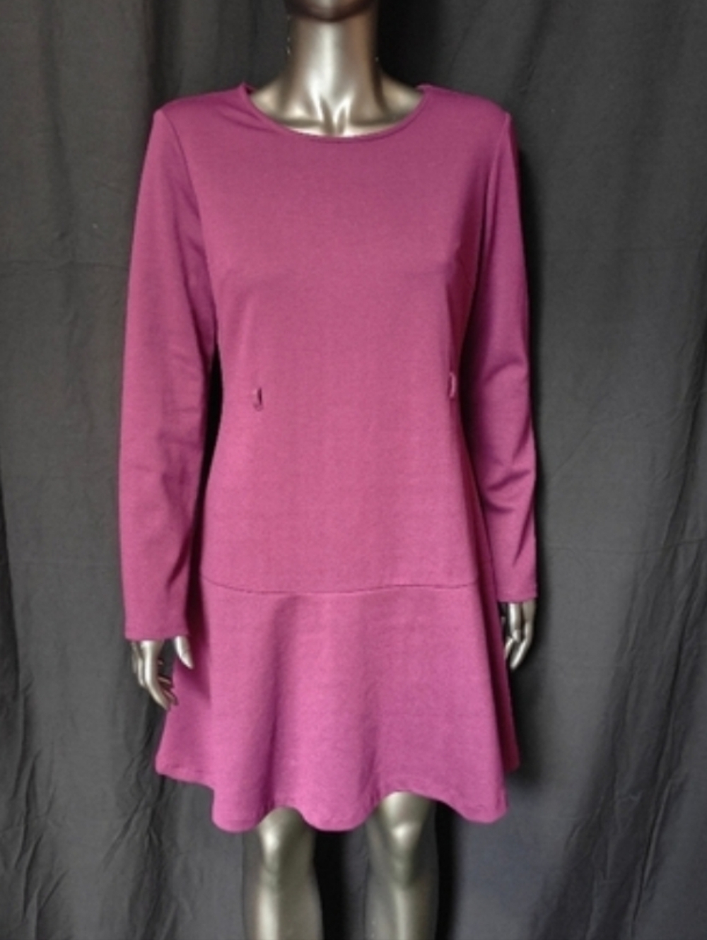 Merona Magenta Long Sleeve Fit-and-Flare Dress